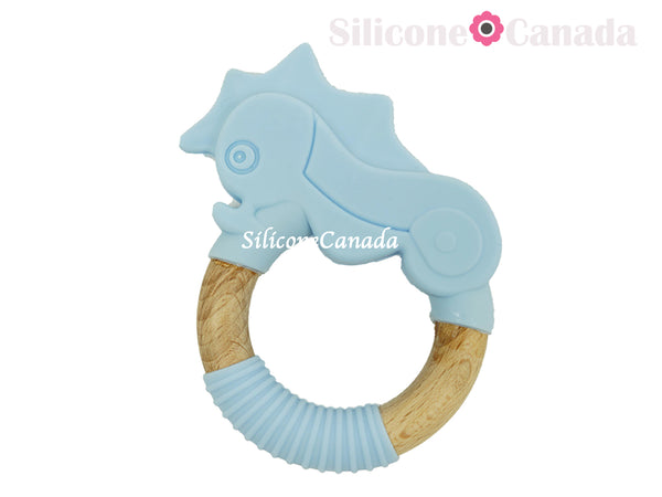 Seahorse Silicone Beech Wood Ring Teethers